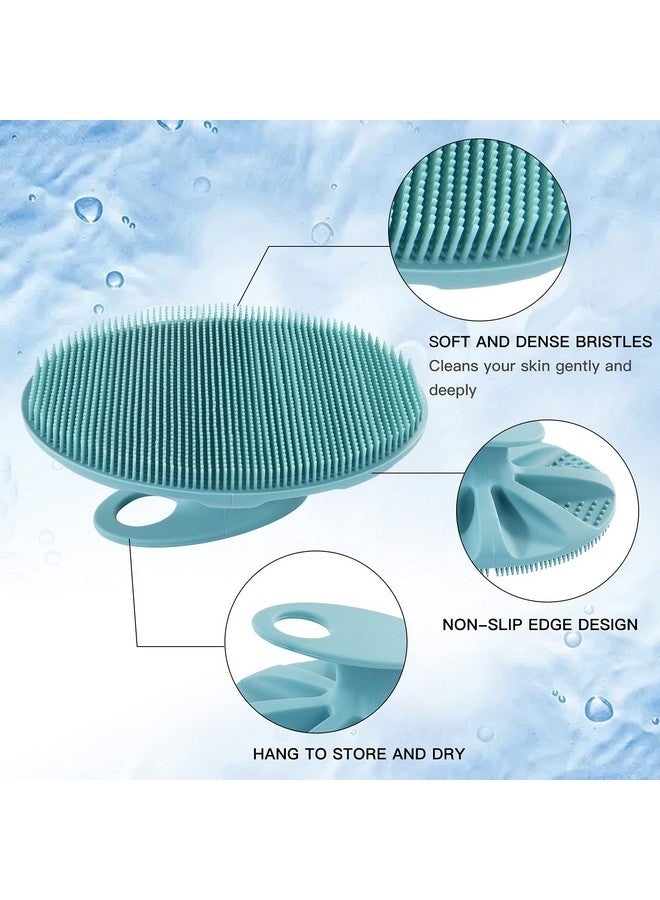 Innerneed Soft Silicone Body Cleansing Brush Shower Scrubber, Gentle Exfoliating and Massage for all Kinds of Skin (Pink+Dark Green) - Image 1