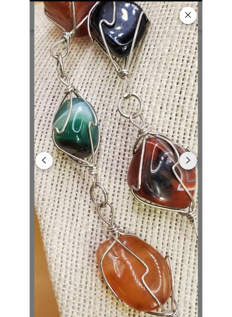 Multi-Coloured Stone Beaded Necklace, - Image 3