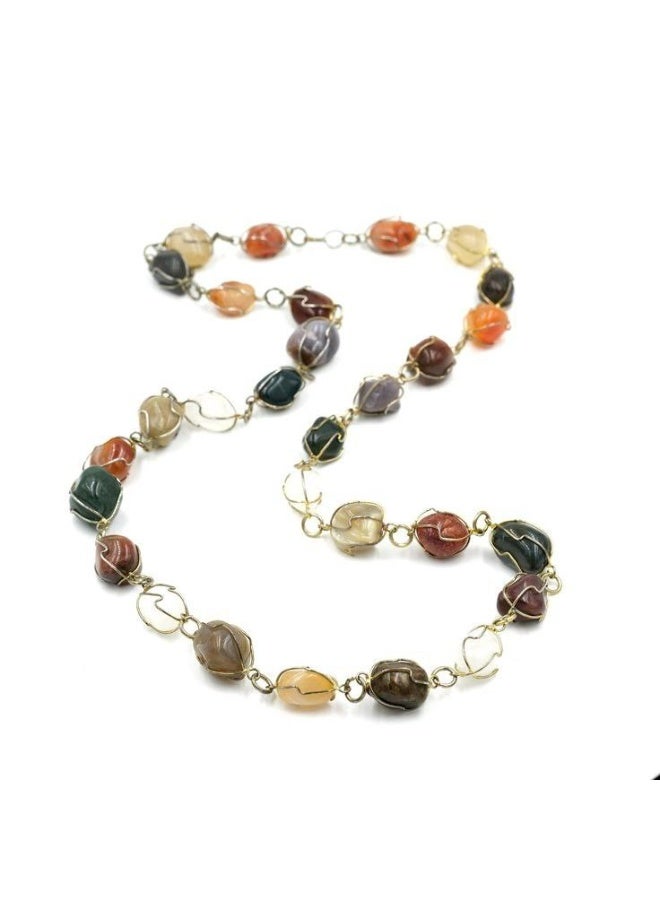 Multi-Coloured Stone Beaded Necklace, - Image 4