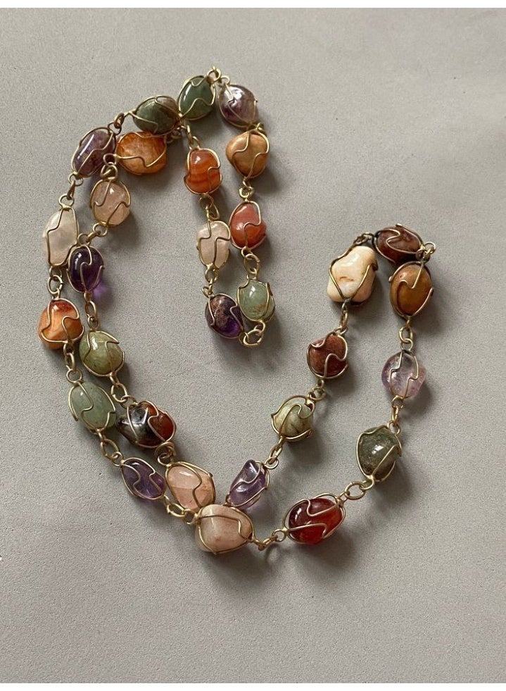 Multi-Coloured Stone Beaded Necklace, - Image 5