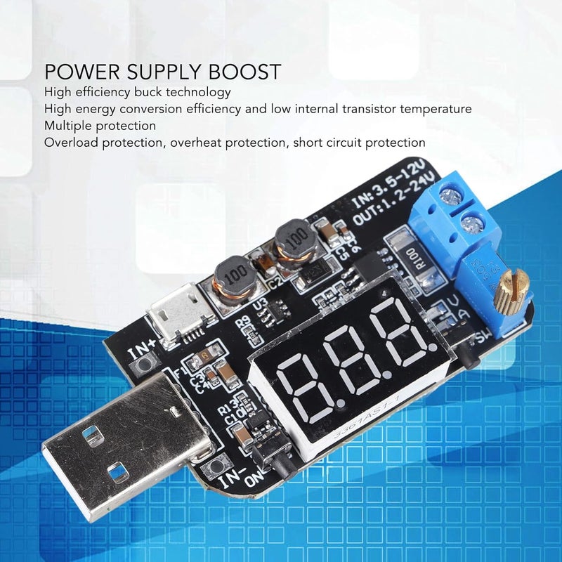 USB Power Supply Module 5V to 3.3V 9V 12V 18V 24V Adjustable Boost Converter - Overload Protection, High Efficiency Voltage Regulator for Electronics - Image 5
