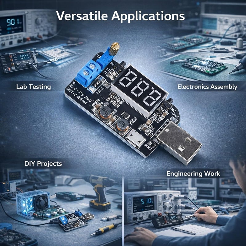 USB Power Supply Module 5V to 3.3V 9V 12V 18V 24V Adjustable Boost Converter - Overload Protection, High Efficiency Voltage Regulator for Electronics - Image 3