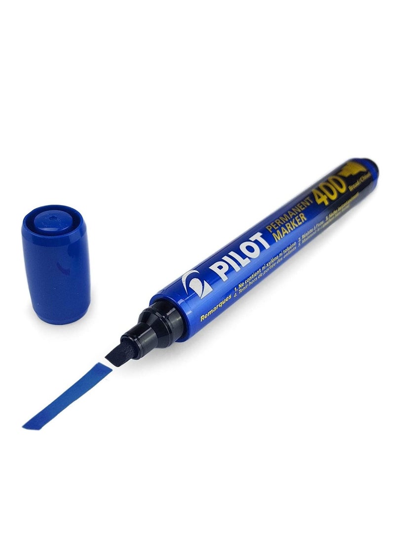 PILOT مجموعة من 12 قلم تحديد دائم بطرف مشطوف وحبر أزرق - Image 2
