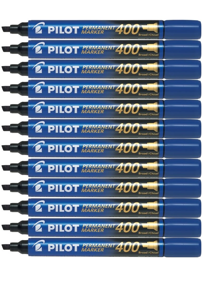 PILOT مجموعة من 12 قلم تحديد دائم بطرف مشطوف وحبر أزرق - Image 1