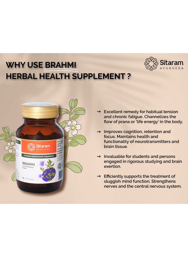 SITARAM كبسولات سيتارام أيورفيدا برهامي 60 عدد | مستخلص أكثر قوة 600 ملغ (علامات تجارية أخرى - 250 ملغ) | صحة العقل | يحسن اليقظة - Image 3