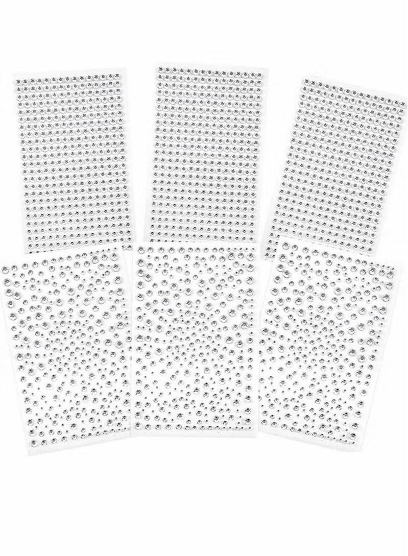 Generic 2100 Pcs Rhinestone Stickers Transparent Self Adhesive Crystal Glitter Diamond Art Gemstone Stickers Suitable for Face Decoration Diy Nail Phone Case 6 Sheet  - Image 1
