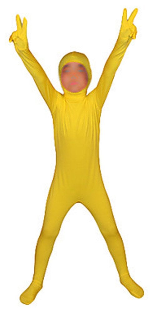 Seeksmile Kids Costume Full Body Zentai Suit Face Open (Kids Medium, Yellow) - Image 1