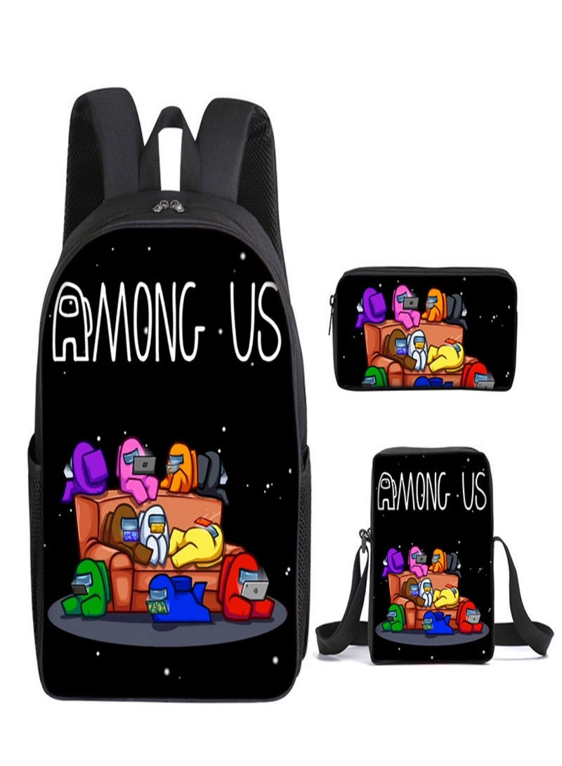 AMONG US Children Backpack Schoolbag Teen Student School Book bag with Lunch Box Pen Case 3 in 1 for Kids