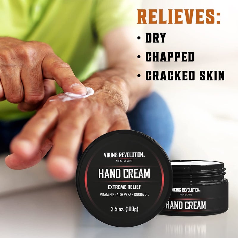 Viking Revolution Men's Hand Cream - Repair Cream for Dry, Cracked Hands - Aloe Vera Treatment with Vitamin E (3.5oz) - Image 3