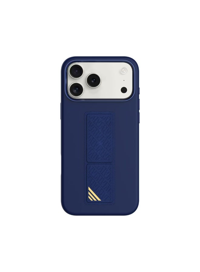LEVELO Morphix Silicone GripStand Case for iPhone 17 Pro, Hands-Free Viewing, True Microfiber Interior Lining, Horizontal & Vertical Stand, Shock-Resistant Bumper, Raised Bezels for Camera & Screen, Slim Fit Design - Dark Blue - Image 2