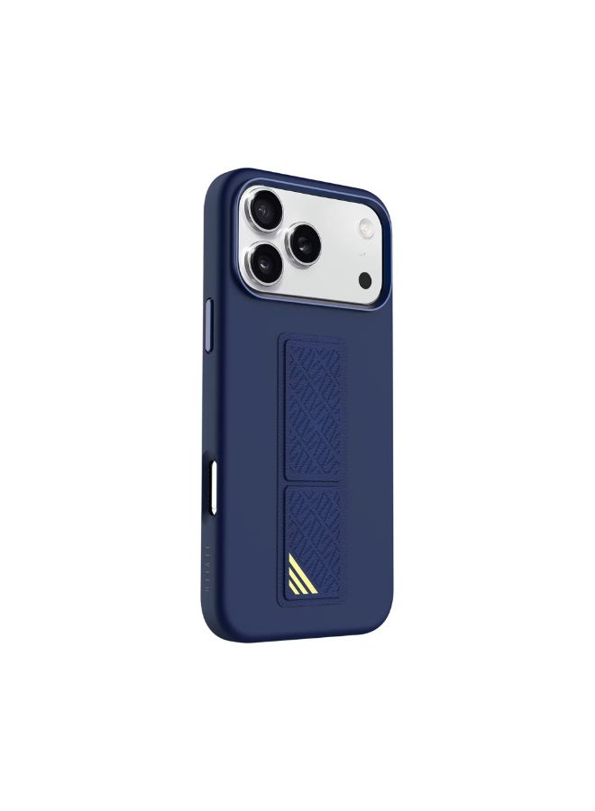 LEVELO Morphix Silicone GripStand Case for iPhone 17 Pro, Hands-Free Viewing, True Microfiber Interior Lining, Horizontal & Vertical Stand, Shock-Resistant Bumper, Raised Bezels for Camera & Screen, Slim Fit Design - Dark Blue - Image 1
