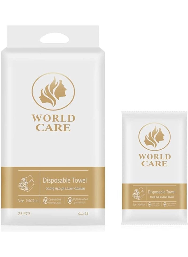 وورلد كير مناشف للاستعمال مرة واحدة من وورلد كير، مقاس 70*140، 25 قطعة، ورق، ألوان متعددة - Image 1