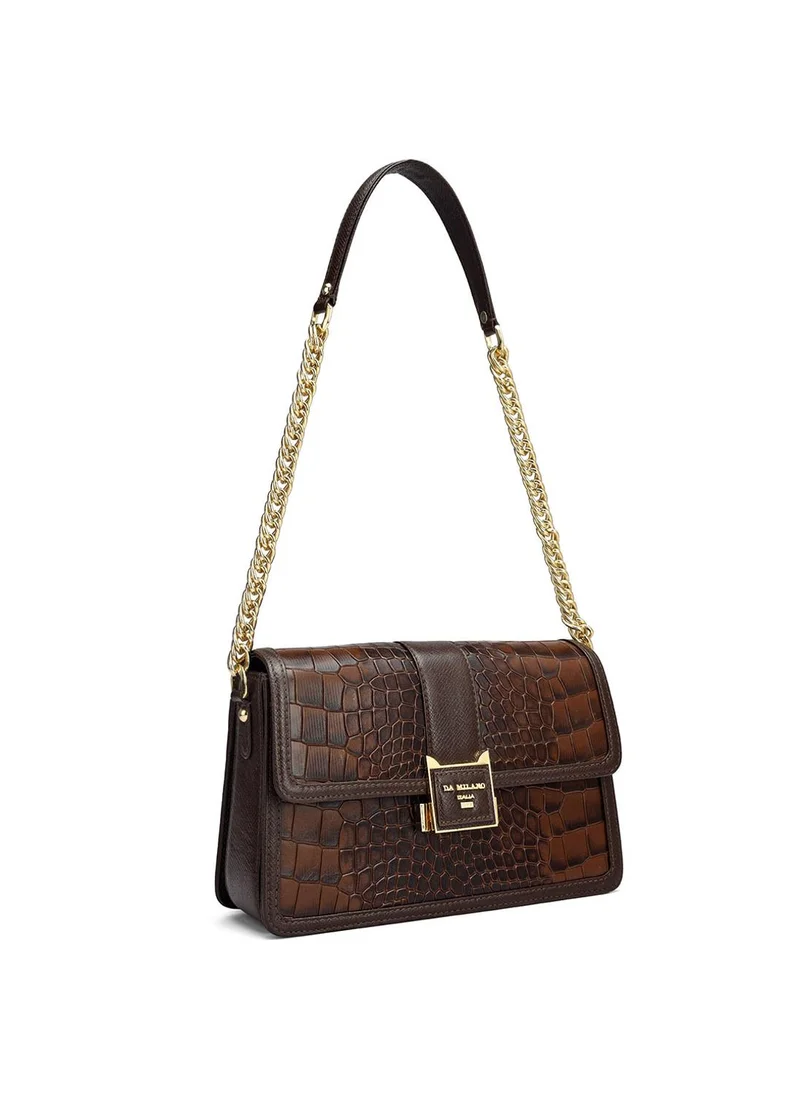 Da Milano Genuine Leather Brown Sling Bag