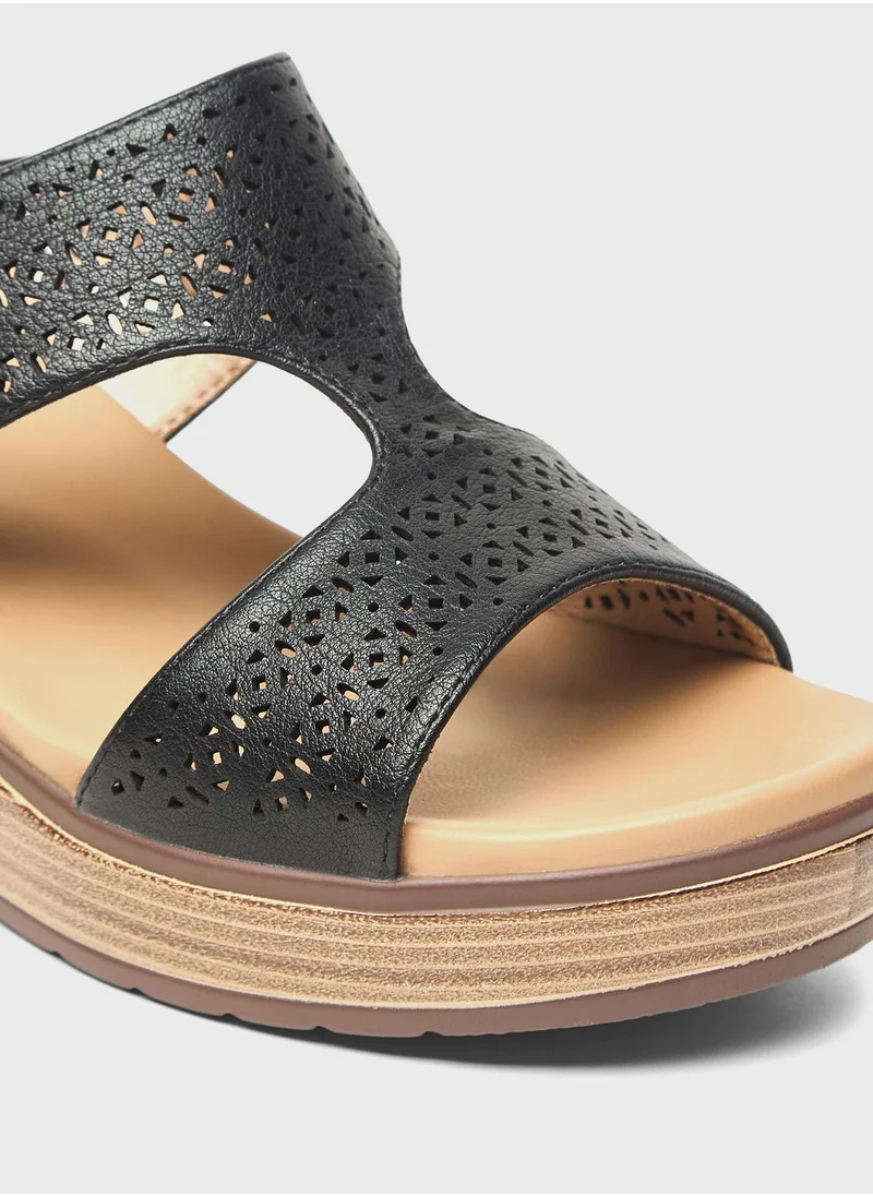 Le Confort Multi Strap High Heel Wedge Sandals