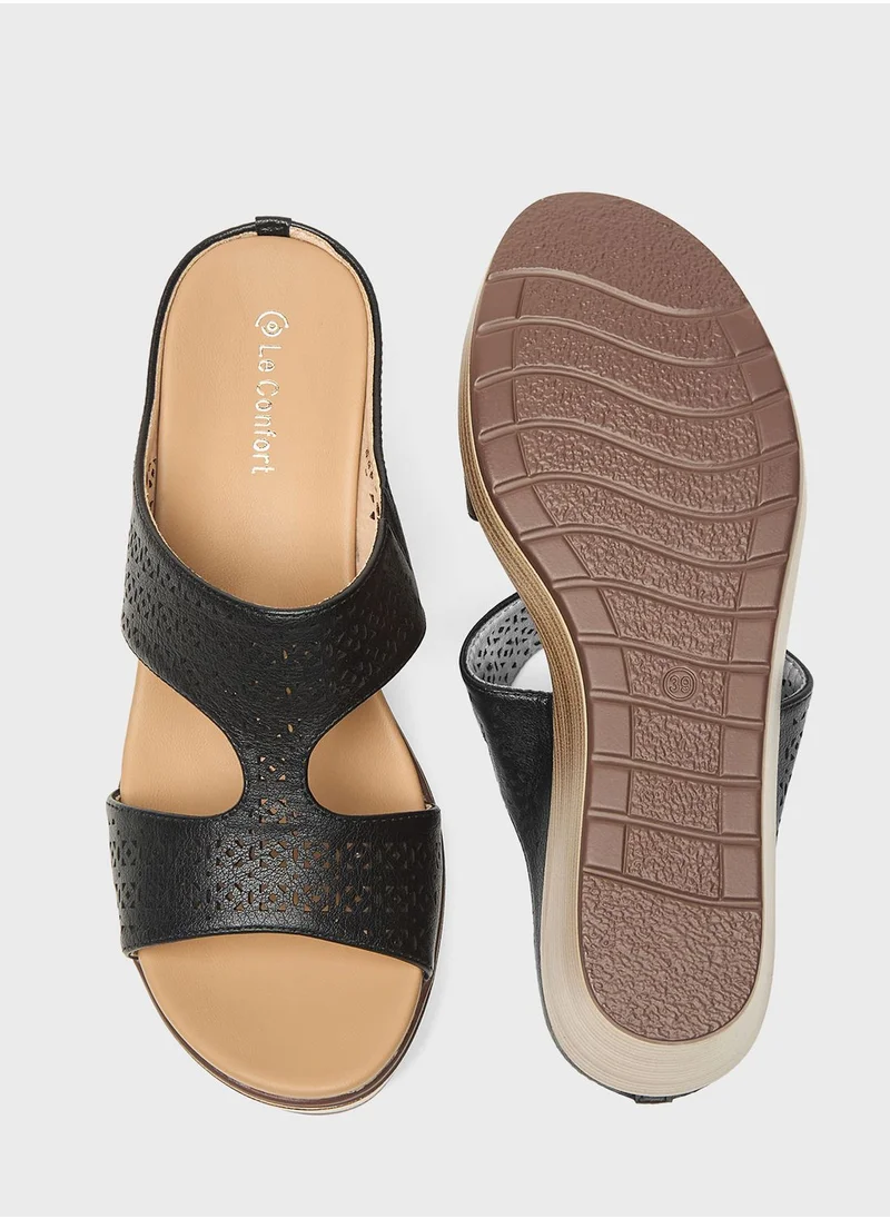 Le Confort Multi Strap High Heel Wedge Sandals