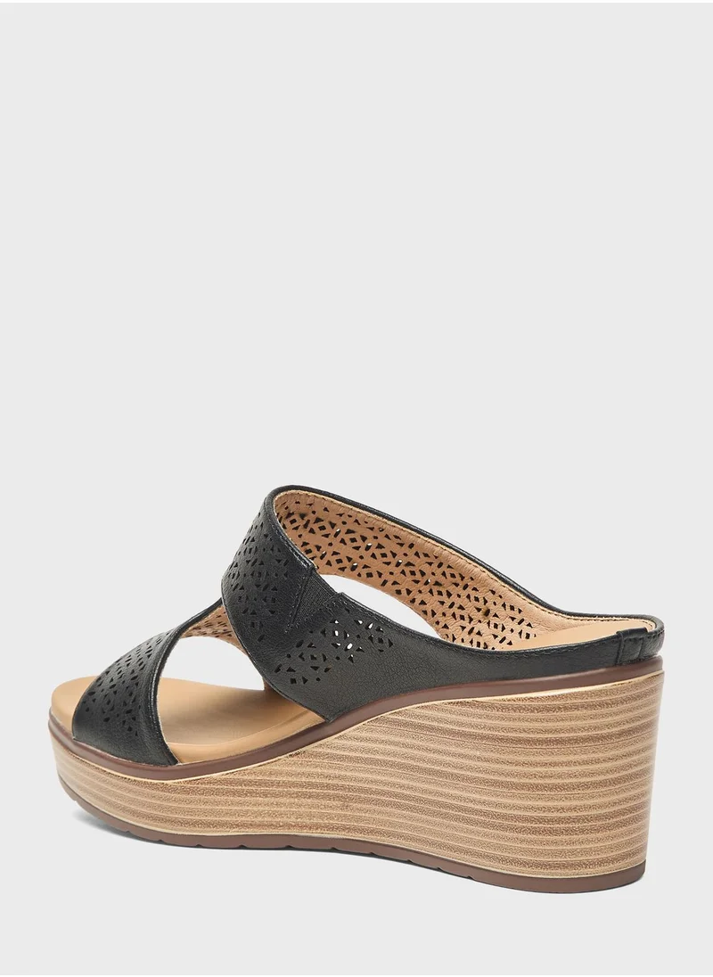 Le Confort Multi Strap High Heel Wedge Sandals
