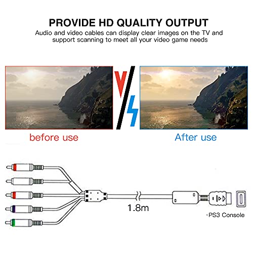 Xahpower 6Ft Component HD AV Cable for PS2/PS3/PS3 Slim, HDTV-EDTV (High Definition 480p) Compatible with PS2/PS3/PS3 Slim 5-Wire - Image 5