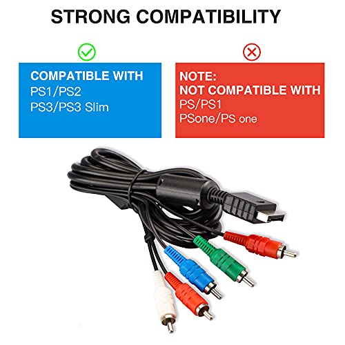 Xahpower 6Ft Component HD AV Cable for PS2/PS3/PS3 Slim, HDTV-EDTV (High Definition 480p) Compatible with PS2/PS3/PS3 Slim 5-Wire - Image 2