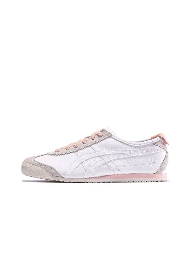 TIGER Onitsuka Tiger Mexico 66 White with Light Grey and Pink Accents Leather Sneakers Size38
