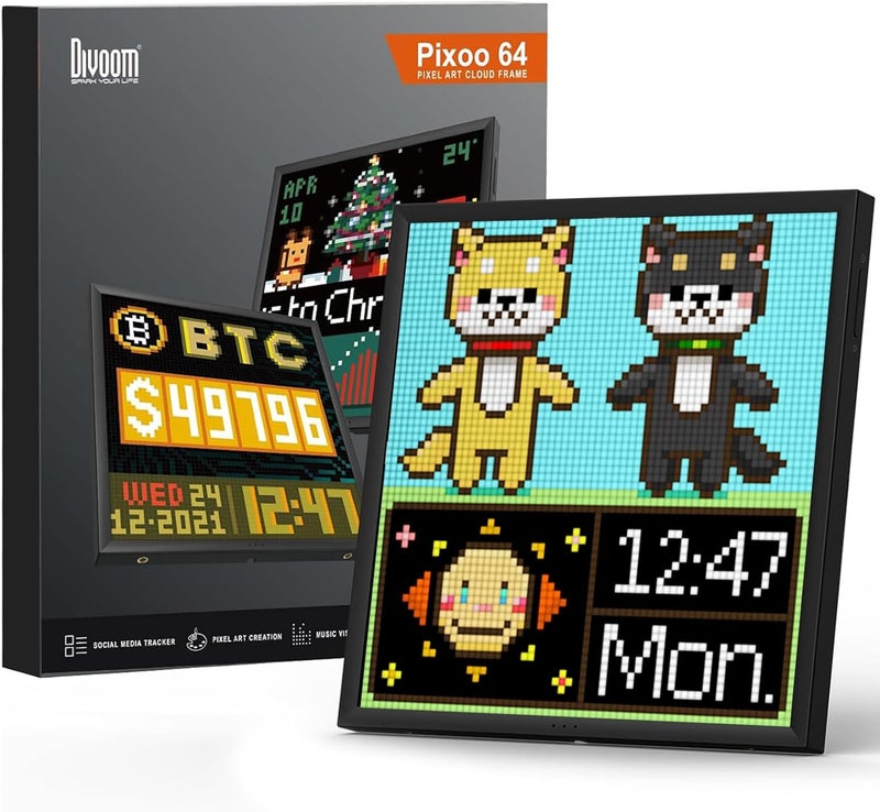 Divoom Pixoo-64 WiFi Pixel Art Display with a 64x64 LED Panel, Unique Lighting Decoration w/App Control - Image 1