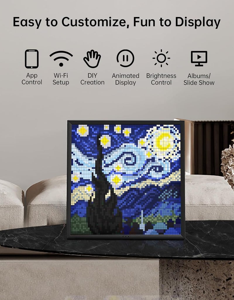 Divoom Pixoo-64 WiFi Pixel Art Display with a 64x64 LED Panel, Unique Lighting Decoration w/App Control - Image 4