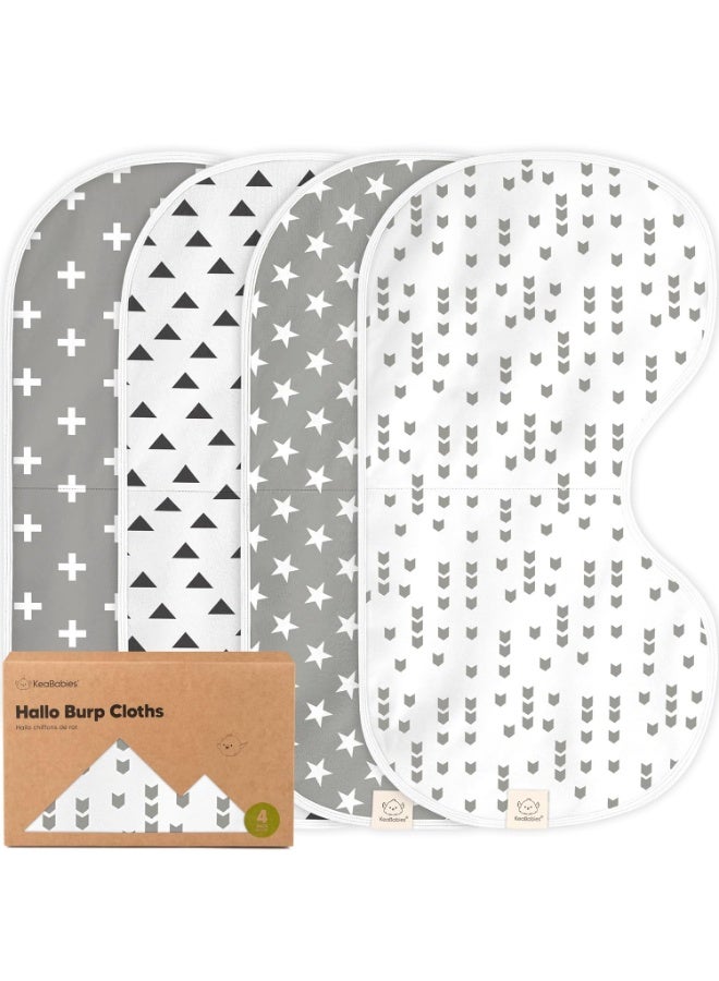 KeaBabies KeaBabies 4-Pack Baby Burp Cloths Baby Girl, Boy - Organic Cotton Burp Cloth, Extra Large, Absorbent, Soft Burping Cloths & Bibs Set for Babies, Newborn Burp Clothes, Thick Burp Rags (Grayscape)  - Image 1