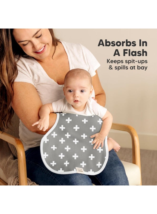 KeaBabies KeaBabies 4-Pack Baby Burp Cloths Baby Girl, Boy - Organic Cotton Burp Cloth, Extra Large, Absorbent, Soft Burping Cloths & Bibs Set for Babies, Newborn Burp Clothes, Thick Burp Rags (Grayscape)  - Image 3