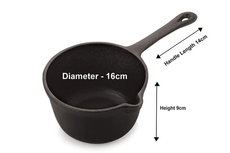 Petals Pre Seasoned Cast Iron Sauce Pan, 15cm/6inch Diameter (Induction Compatible) - Image 4