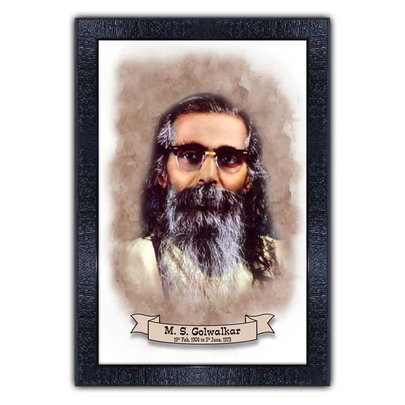 pnf UV Textured Framed Poster of M S Golwalkar with Wooden Synthetic Frame p-168 (13.5x19inch,Framed Print,Multicolour) - Image 5