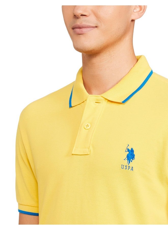U.S. Polo Assn. U.S. POLO ASSN. Mens Half Slleeve Polo Regular Fit T-Shirts (Ustshs1538_Yellow_Large) - Image 2