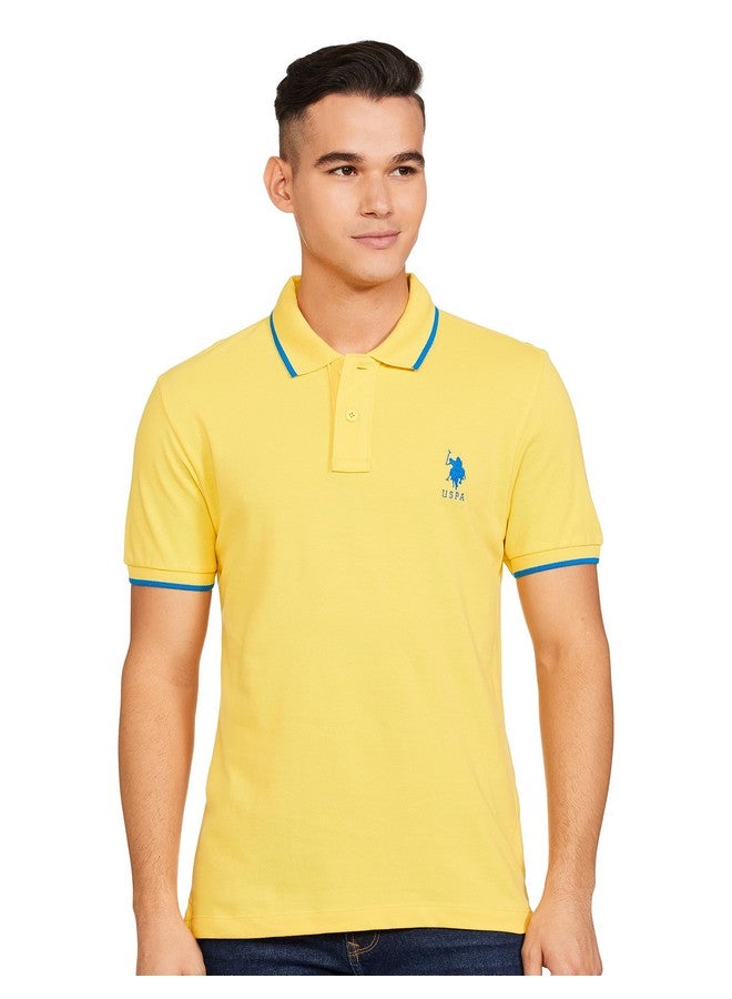 U.S. Polo Assn. U.S. POLO ASSN. Mens Half Slleeve Polo Regular Fit T-Shirts (Ustshs1538_Yellow_Large) - Image 1