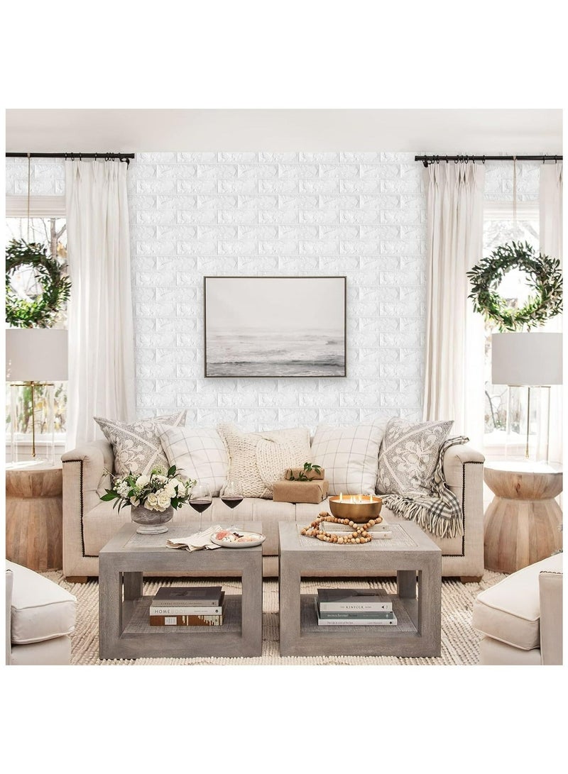 طقم ورق حائط من الطوب الرغوي مكون من 10 قطع 3 قطع أبيض 77 * 70 سم