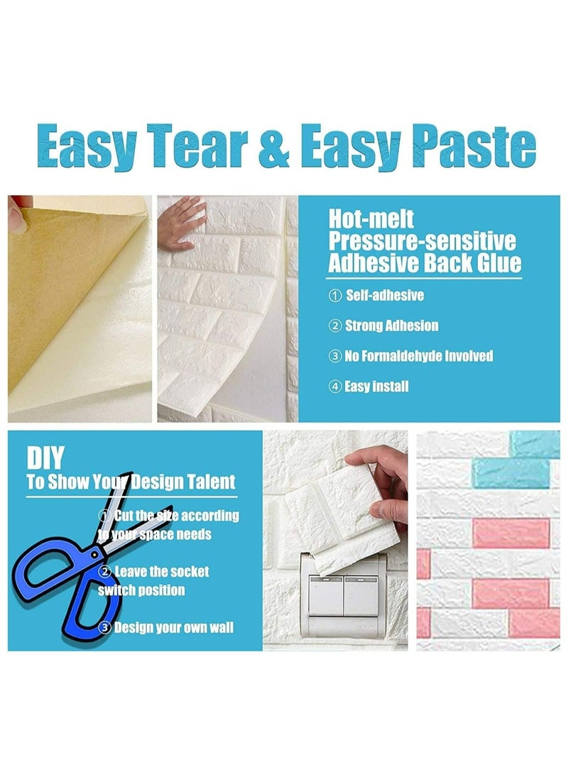 طقم ورق حائط من الطوب الرغوي مكون من 10 قطع 3 قطع أبيض 77 * 70 سم