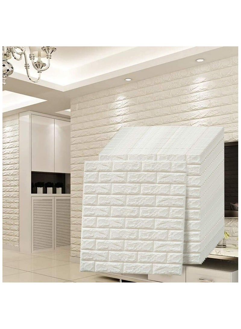 طقم ورق حائط من الطوب الرغوي مكون من 10 قطع 3 قطع أبيض 77 * 70 سم