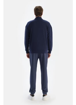 dagi Navy Blue Men's Stand Collar Zippered Sweatshirt  - Image 3