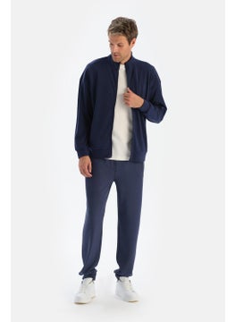 dagi Navy Blue Men's Stand Collar Zippered Sweatshirt  - Image 2