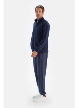 dagi Navy Blue Men's Stand Collar Zippered Sweatshirt  - Image 4