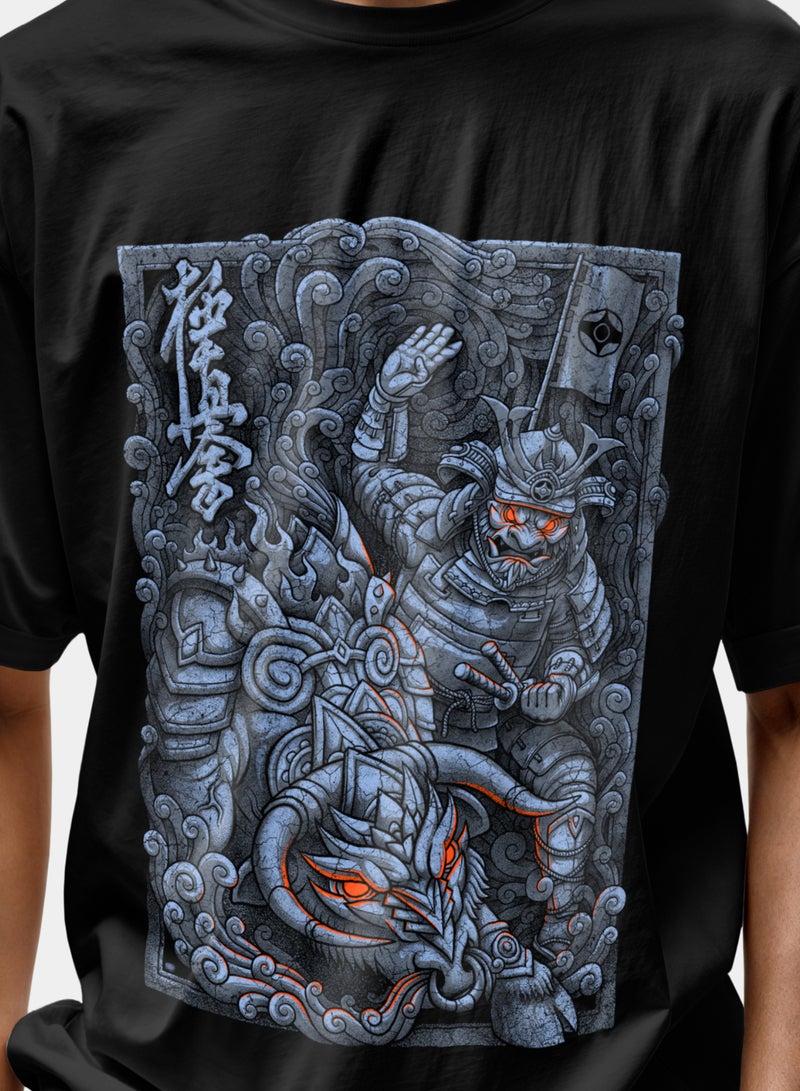 Hempelcat Power of Samurai Men's Casual T-Shirt Black 100% Pure Cotton Graphic Print Exclusive Edition Premium Quality Martial Arts - Image 3