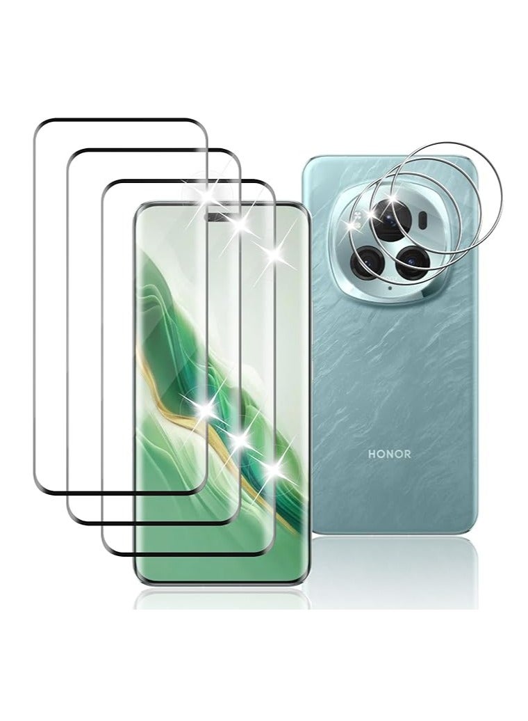 Honor Magic 6 Pro 5G زجاج مقسى، 3 قطع من فيلم حماية الشاشة و 3 قطع من فيلم حماية الكاميرا، زجاج مقسى بصلابة 9H مقاوم للخدوش فيلم واقي - Image 1