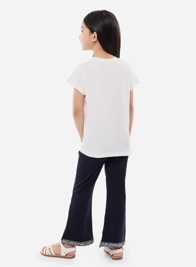 فكتور اند جين Victor And Jane Girls Camel Graphic T-Shirt and Flared Leggings Set