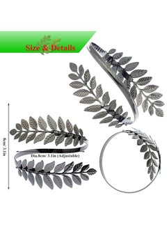RechicGu Black 2 Pieces Wedding Arm Bracelet Christmas Tree Leaf Cuff Bangle Band Upper Open Armlet Armband Adjustable Set Jewelry Minimalist Festival Dancer  - Image 5