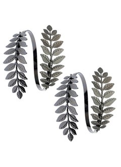 RechicGu Black 2 Pieces Wedding Arm Bracelet Christmas Tree Leaf Cuff Bangle Band Upper Open Armlet Armband Adjustable Set Jewelry Minimalist Festival Dancer  - Image 1