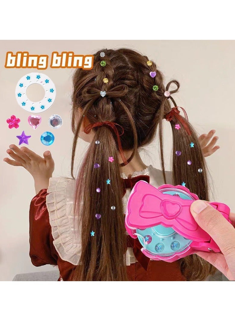 Hair Decorative Set, Dressing Toy，Girls Hair Stick Drill Toy with Rhinestones, Bling Bling Makeup Toy, Comes with 220 Sparkling Gems - Image 1