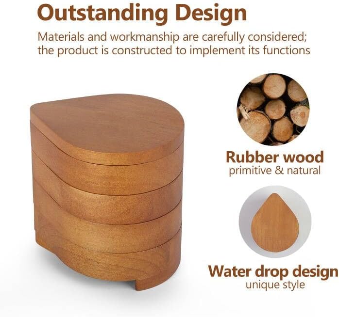 JSVER Portable Jewelry Organizer Wooden Jewelry Box 4Layer Rotatable Jewelry Holder Travel Jewelry Organizer For Rings Necklaces Earrings Bracelets - Image 2