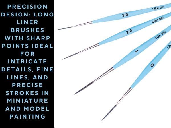 ARROLLIANT ARROLLIANT Long Liner Detail Paint Brush Set Ultra Fine Detail Brushes for Acrylic | Watercolor & Gouache Precision Art Brushes for Miniature, Art, Model & Canvas Painting (Set of 4, Sky Blue) - Image 3