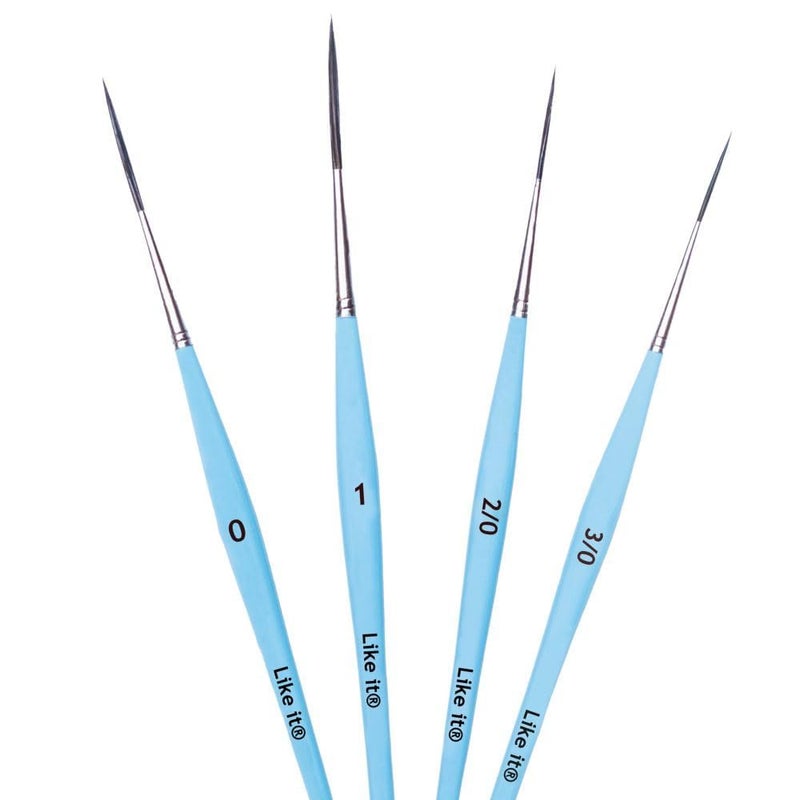 ARROLLIANT ARROLLIANT Long Liner Detail Paint Brush Set Ultra Fine Detail Brushes for Acrylic | Watercolor & Gouache Precision Art Brushes for Miniature, Art, Model & Canvas Painting (Set of 4, Sky Blue) - Image 1