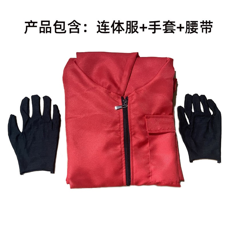 Halloween Red Zipper Jacket Crock Pants Suit Casual Jumpsuit Solid Color Work Uniform Performance Clothes - Image 1