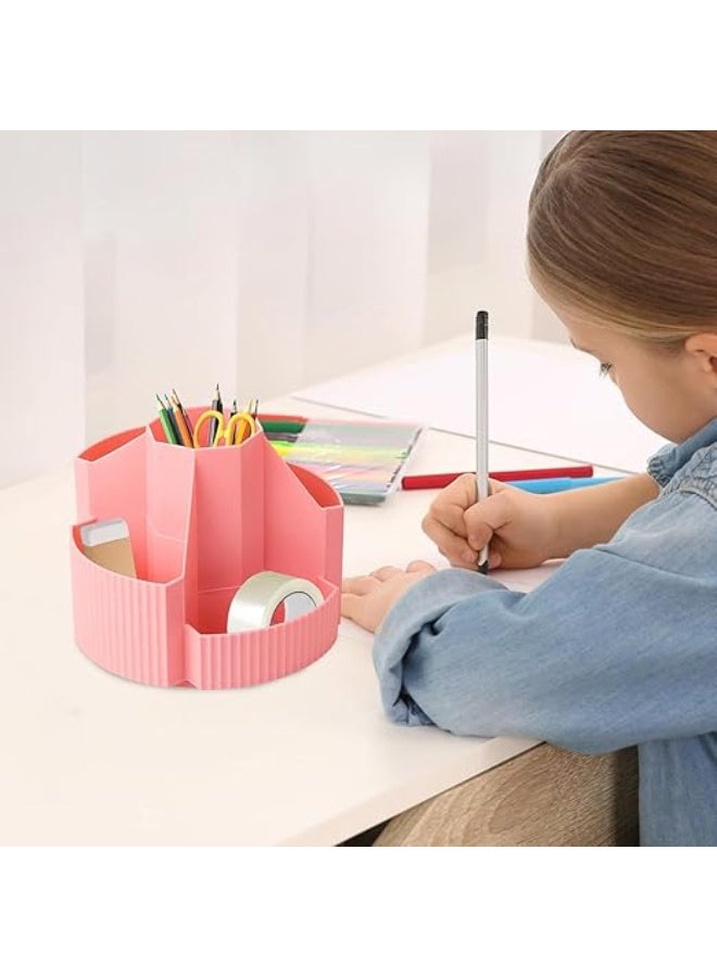 Spaceshoop Pen Pencil Holder Desk Organiser, 360° Rotating Pencil Pots Makeup Brush Holder Compartments, Large Capacity Pencil Pots Desk Accessories for Office School Home Art Supply (White)  - Image 5