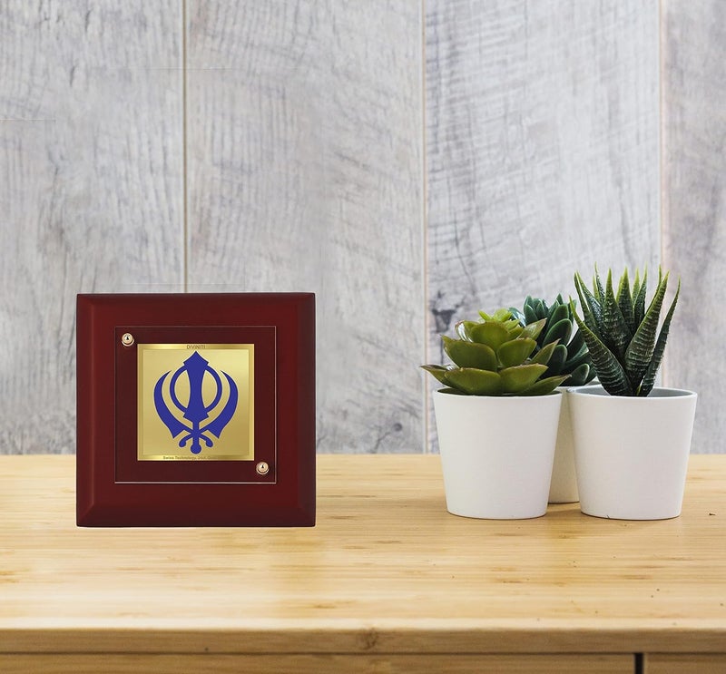Diviniti 24K Gold Plated Foil Khanda Sahib RectangleSquare Wall Photo FrameTable DecorMdf 1A Wooden Wall Photo Frame AndReligious Photo FrameGifts Items95Cm X 95Cm - Image 4