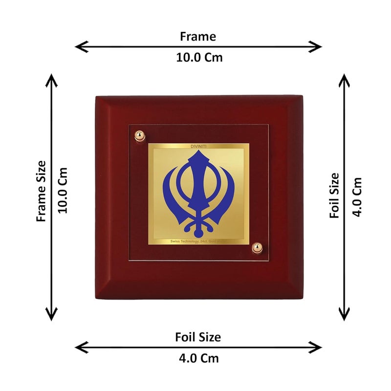 Diviniti 24K Gold Plated Foil Khanda Sahib RectangleSquare Wall Photo FrameTable DecorMdf 1A Wooden Wall Photo Frame AndReligious Photo FrameGifts Items95Cm X 95Cm - Image 2
